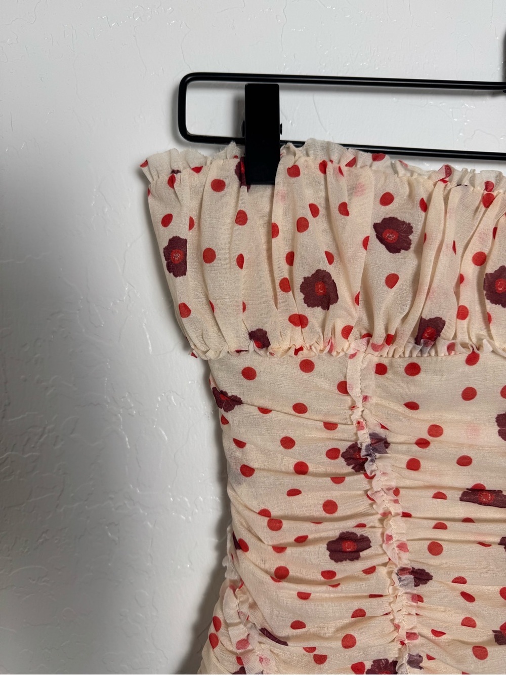 Free People Cream Ivory Polka Dot Flower Scottie Printed Tube Top - Picture 3 of 9